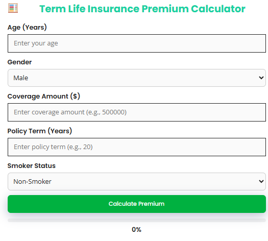 Term Life Insurance Premium Calculator