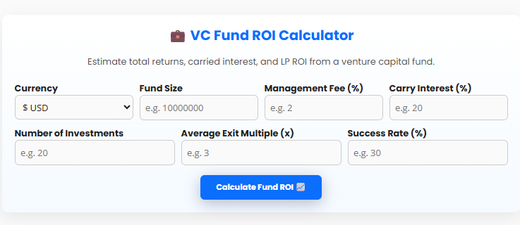 VC Fund ROI Calculator